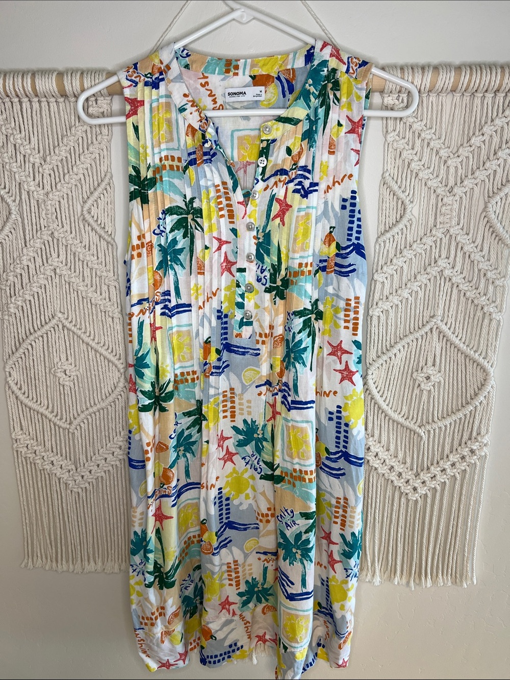 Sonoma Tropical Print Sleeveless Beach Dress - Multi